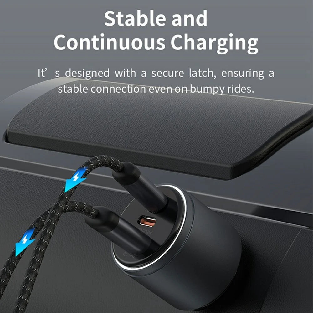 DEVIA EA508 Extreme Speed Series USB-A + Dual Type-C Charger 116W Metal Car Charger - Dark Grey - 3