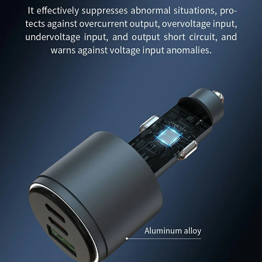 DEVIA EA508 Extreme Speed Series USB-A + Dual Type-C Charger 116W Metal Car Charger - Dark Grey - 6