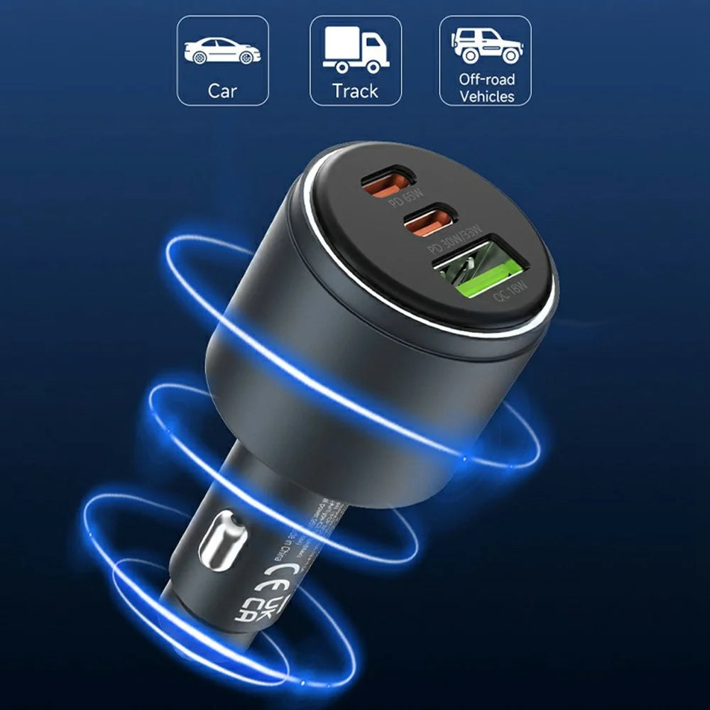 DEVIA EA508 Extreme Speed Series USB-A + Dual Type-C Charger 116W Metal Car Charger - Dark Grey - 7