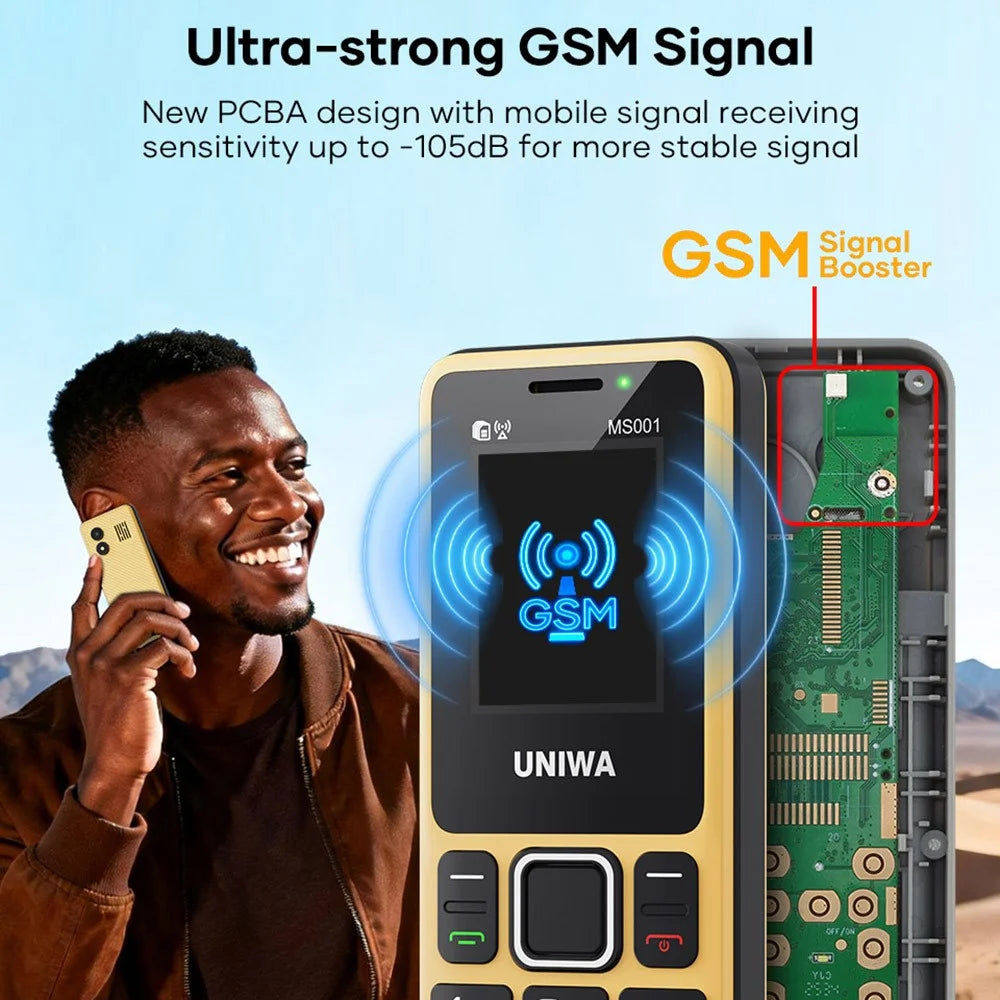 UNIWA MS001 2G Feature Phone 4 SIM Cards 4 Standby 1.77 Inch TFT Screen Signal Booster Keypad Phone - Black - 3