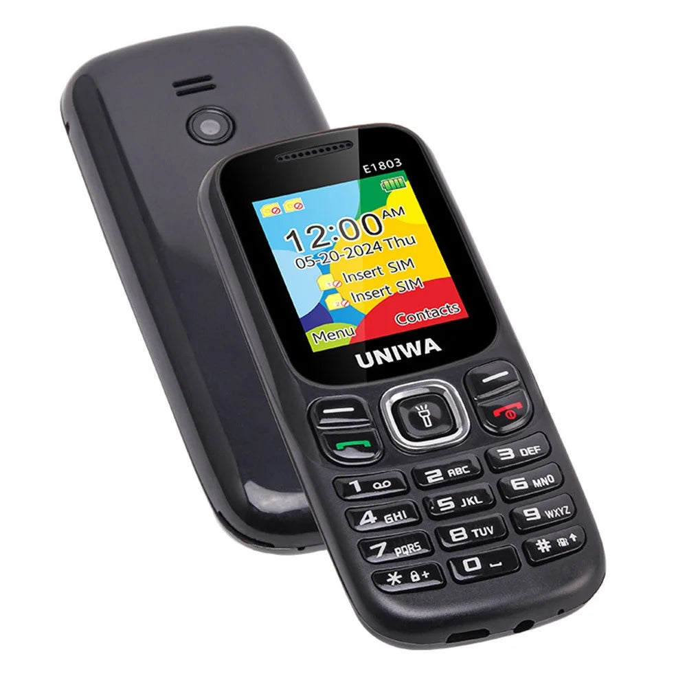 UNIWA E1803 Dual SIM Dual Standby 2G Feature Phone Physical Keypad LED Flashlight Camera Phone - Black - 3