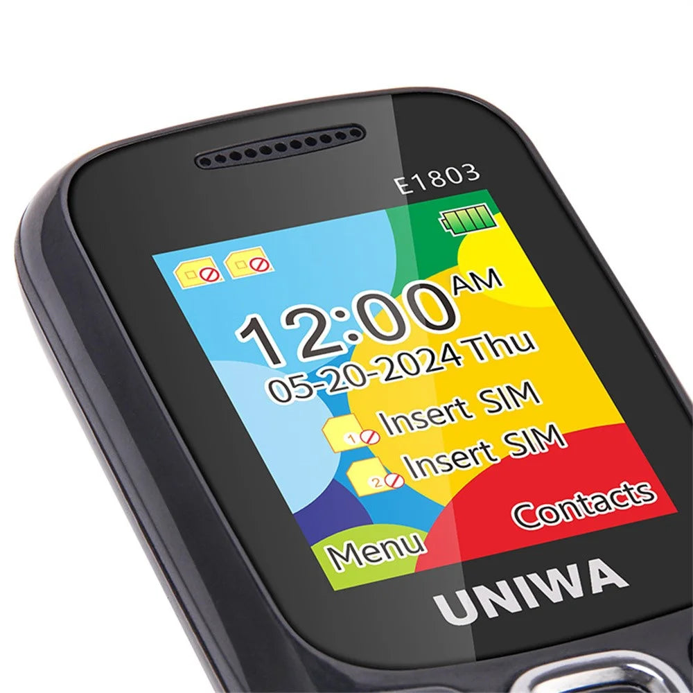 UNIWA E1803 Dual SIM Dual Standby 2G Feature Phone Physical Keypad LED Flashlight Camera Phone - Black - 6