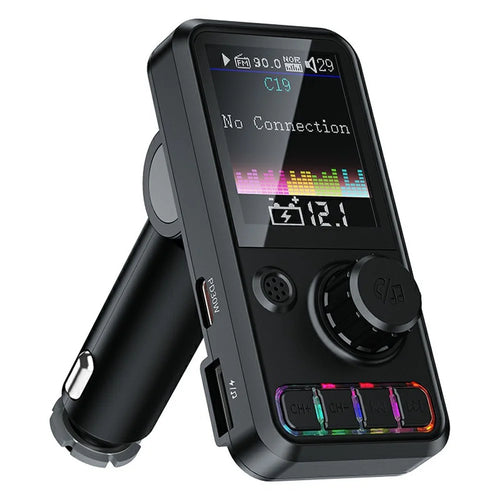C19 Car Bluetooth-compatible MP3 Player PD 30W Fast Charging FM Radio Transmitter Hands-Free Calls - Black - 1