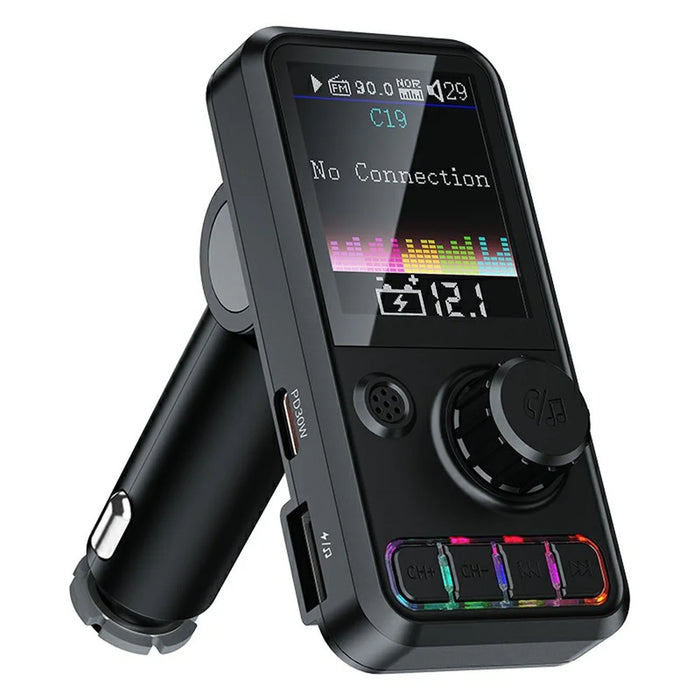 C19 Car Bluetooth-compatible MP3 Player PD 30W Fast Charging FM Radio Transmitter Hands-Free Calls - Black - 1