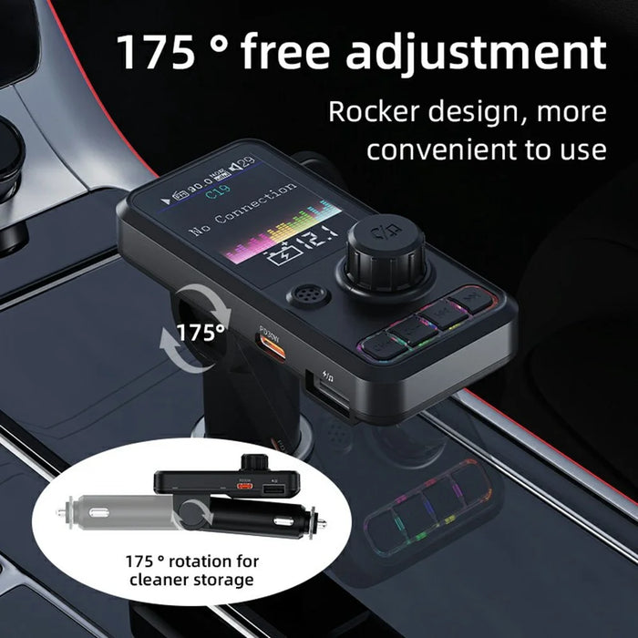 C19 Car Bluetooth-compatible MP3 Player PD 30W Fast Charging FM Radio Transmitter Hands-Free Calls - Black - 6