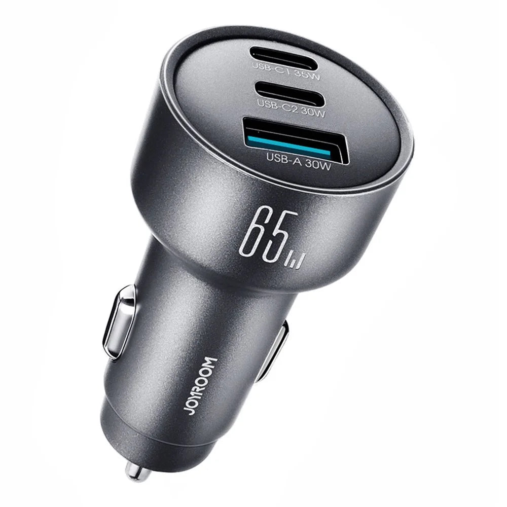 JOYROOM JR-CCN19 65W Car Charger 3 Ports USB-C PD 35W QC3.0 Fast Charging Cigarette Lighter Adapter - 1