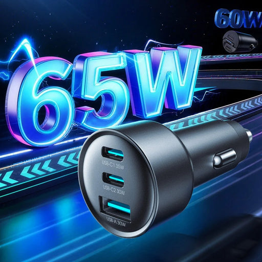 JOYROOM JR-CCN19 65W Car Charger 3 Ports USB-C PD 35W QC3.0 Fast Charging Cigarette Lighter Adapter - 2