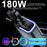 LC-040 5-in-1 Car Charger 180W Dual Retractable Cable Type-C iP (5-14) Bluetooth-compatible FM Transmitter Charging Adapter - 2