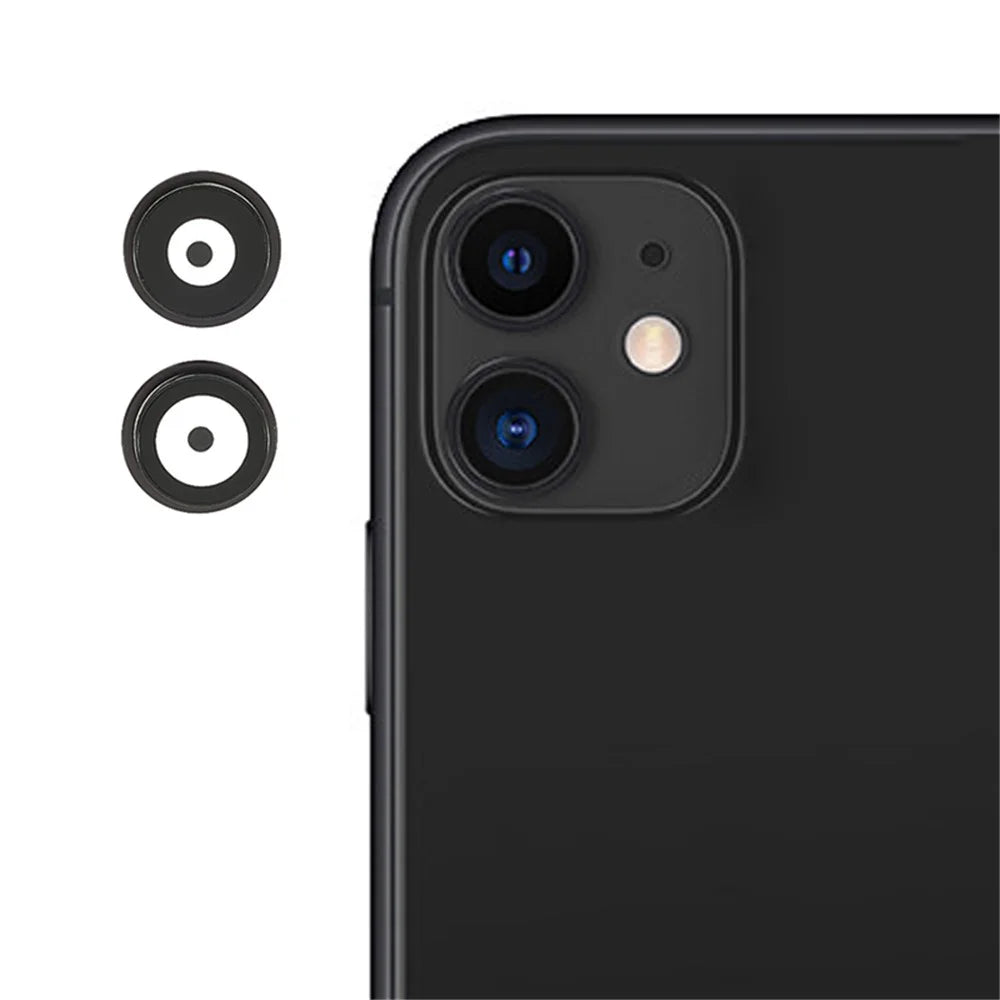 OEM Camera Lens Screen Ring Cover with Glass Lens Film for iPhone 11 6.1 inch - Black - 1