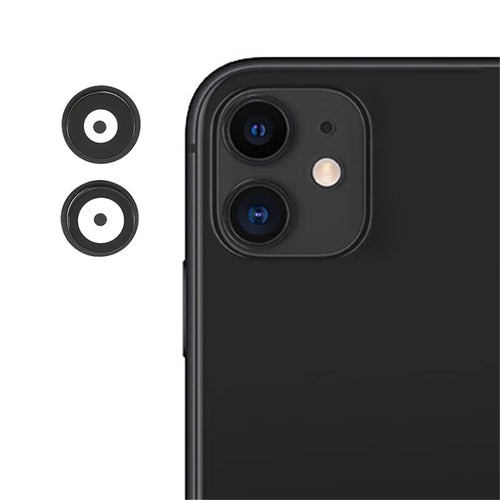 OEM Camera Lens Screen Ring Cover with Glass Lens Film for iPhone 11 6.1 inch - Black - 1