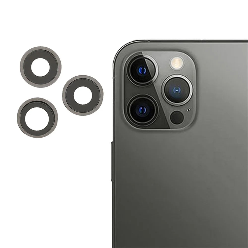 OEM Rear Back Camera Lens Ring Repair Cover with Glass Lens Replacement for iPhone 12 Pro 6.1 inch - Black - 1