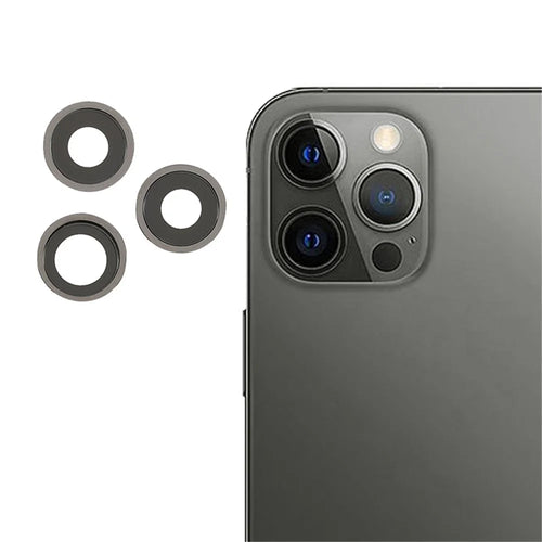 OEM Rear Back Camera Lens Ring Repair Cover with Glass Lens Replacement for iPhone 12 Pro 6.1 inch - Black - 1
