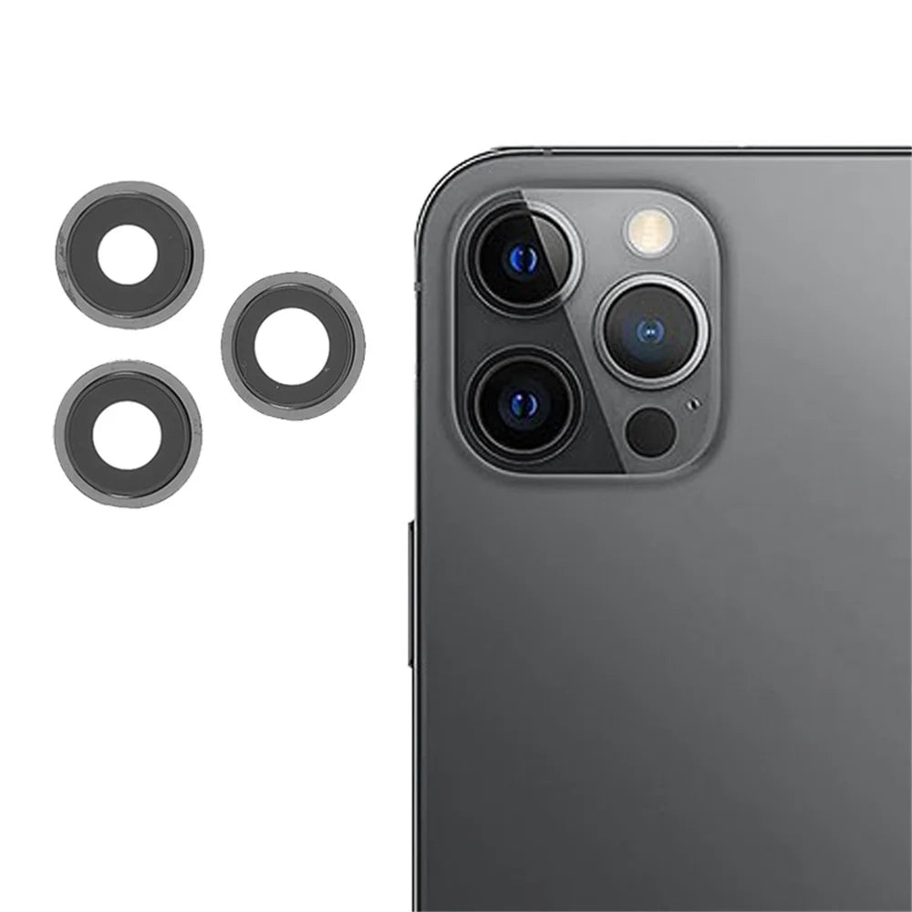 OEM Back Rear Camera Lens Ring Cover with Glass Lens Replacement for iPhone 12 Pro Max 6.7 inch - Grey - 1