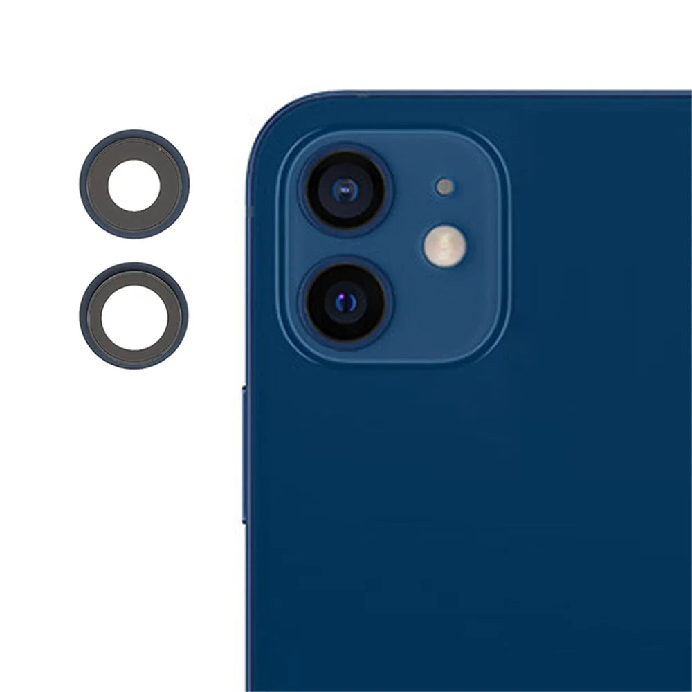 OEM Back Rear Camera Lens Ring Cover with Glass Lens Replacement Part for iPhone 12 / 12 mini - Blue - 1
