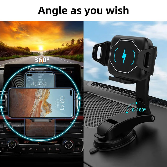 S15 Car Dashboard/Air Vent Mount Automatic Clamping Wireless Charger Phone Holder Charging Stand - 3