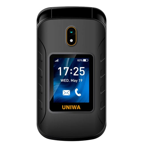 UNIWA V909T Single SIM 2.8/1.77 inch Flip Phone 2250mAh Battery 4G Cellphone with Rear Camera - Black - 1