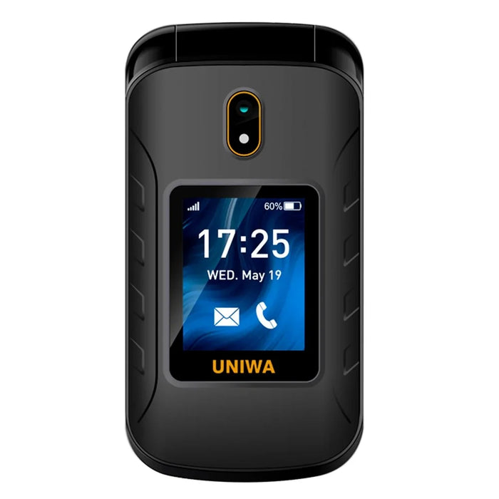 UNIWA V909T Single SIM 2.8/1.77 inch Flip Phone 2250mAh Battery 4G Cellphone with Rear Camera - Black - 1