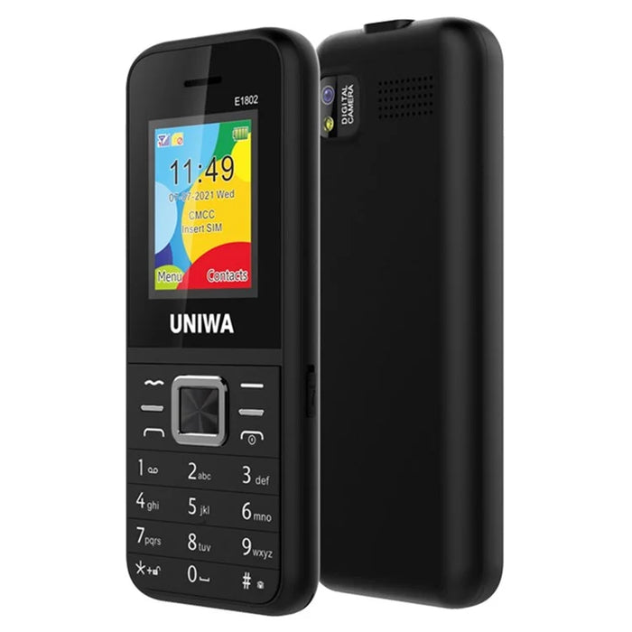 UNIWA E1802 2G Bar Phone 1800mAh Battery Function Cell Phone for Seniors and Kids - Black - 2