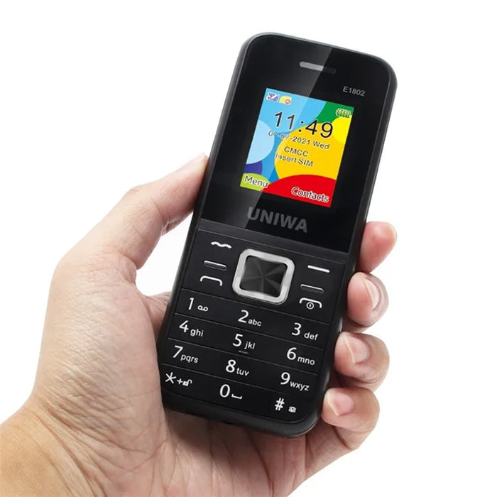 UNIWA E1802 2G Bar Phone 1800mAh Battery Function Cell Phone for Seniors and Kids - Black - 3