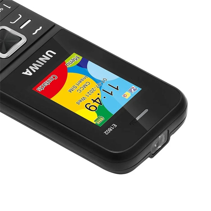 UNIWA E1802 2G Bar Phone 1800mAh Battery Function Cell Phone for Seniors and Kids - Black - 4