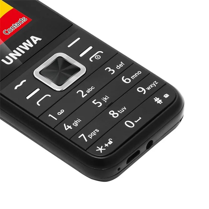 UNIWA E1802 2G Bar Phone 1800mAh Battery Function Cell Phone for Seniors and Kids - Black - 5