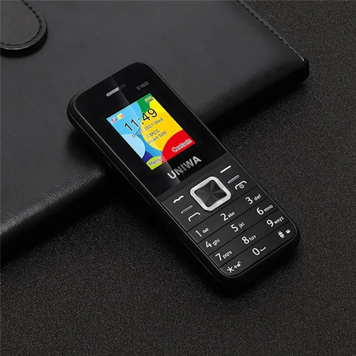 UNIWA E1802 2G Bar Phone 1800mAh Battery Function Cell Phone for Seniors and Kids - Black - 7