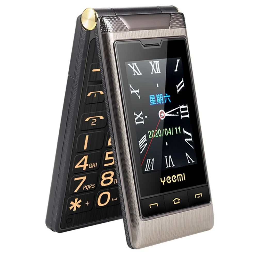 YEEMI G10-C Dual SIM 2.8/2.4 inch Dual Screen Flip Phone 1800mAh Battery 2G Cellphone with Rear Camera - Grey - 1