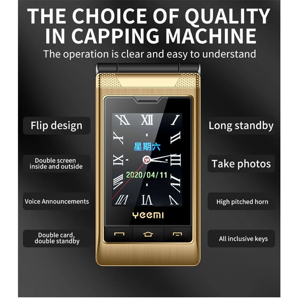 YEEMI G10-C Dual SIM 2.8/2.4 inch Dual Screen Flip Phone 1800mAh Battery 2G Cellphone with Rear Camera - Grey - 5