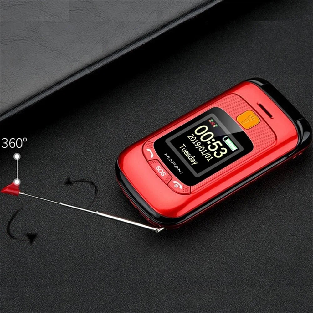 MAFAM F899 GSM 2G Flip Mini Cell Phone 2800mAh Battery Pocket Portable Big Button Mobile Phone Gift for Kid and Elderly - Red - 4