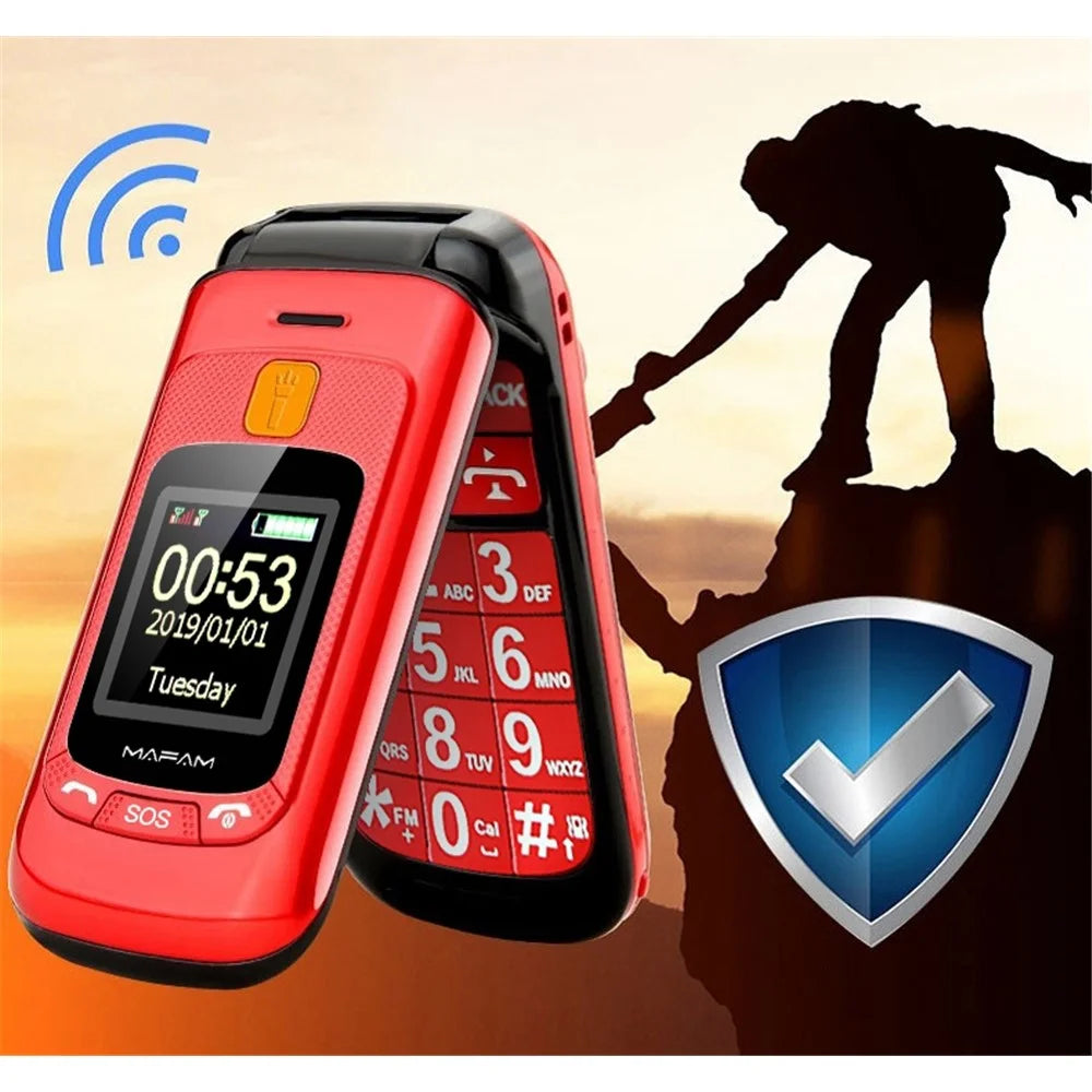 MAFAM F899 GSM 2G Flip Mini Cell Phone 2800mAh Battery Pocket Portable Big Button Mobile Phone Gift for Kid and Elderly - Red - 5