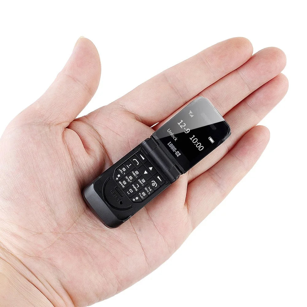 LONG-CZ J9 Flip Mobile Phone Bluetooth-compatible Dial Small Phone Supports 2G Network GSM 850 / 900 / 1800 / 1900MHz - Black - 3