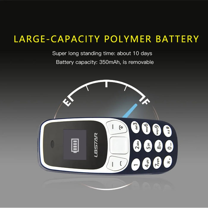 L8STAR BM10 Dual SIM Bluetooth-Compatible Mini Bar Phone 2G GSM 0.66 Inch Screen Cell Phone - Blue - 5