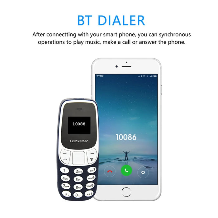 L8STAR BM10 Dual SIM Bluetooth-Compatible Mini Bar Phone 2G GSM 0.66 Inch Screen Cell Phone - Blue - 7