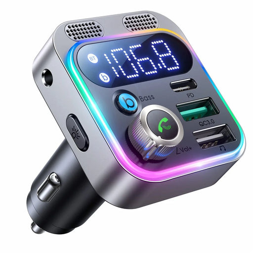 JOYROOM JR-CL16 48W Car Fast Charger Adapter Wireless BT FM Transmitter Support Hands-Free Calling QC3.0+PD Car Charger with LED Display / Dual Mics - 1