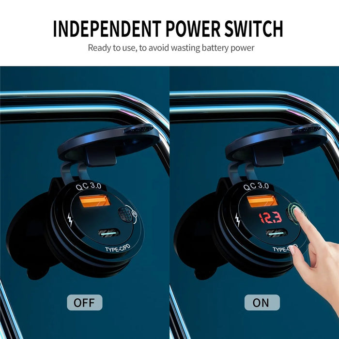 ZH-1427B1 QC3.0 USB+Type C PD 20W Car Charger Fast Charging Plug Adapter with Digital Display Screen - 6