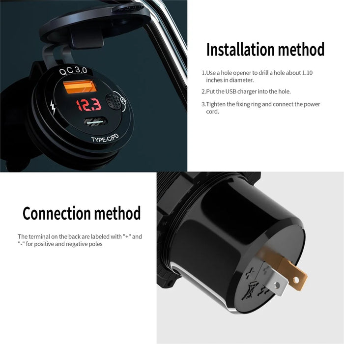 ZH-1427B1 QC3.0 USB+Type C PD 20W Car Charger Fast Charging Plug Adapter with Digital Display Screen - 7