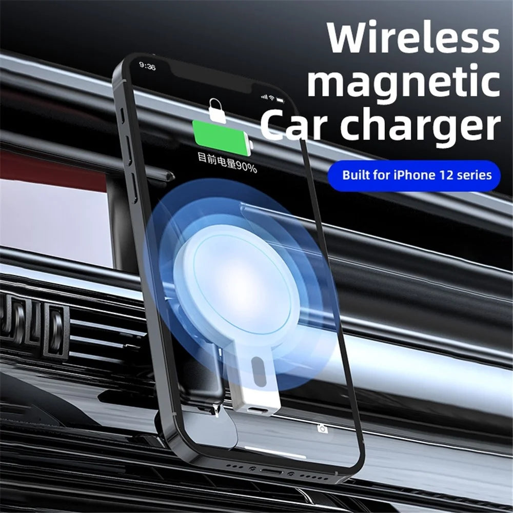JJT-973 Air Outlet Clip Portable 15W Fast Charging Car Magnetic Wireless Charger - Black - 4