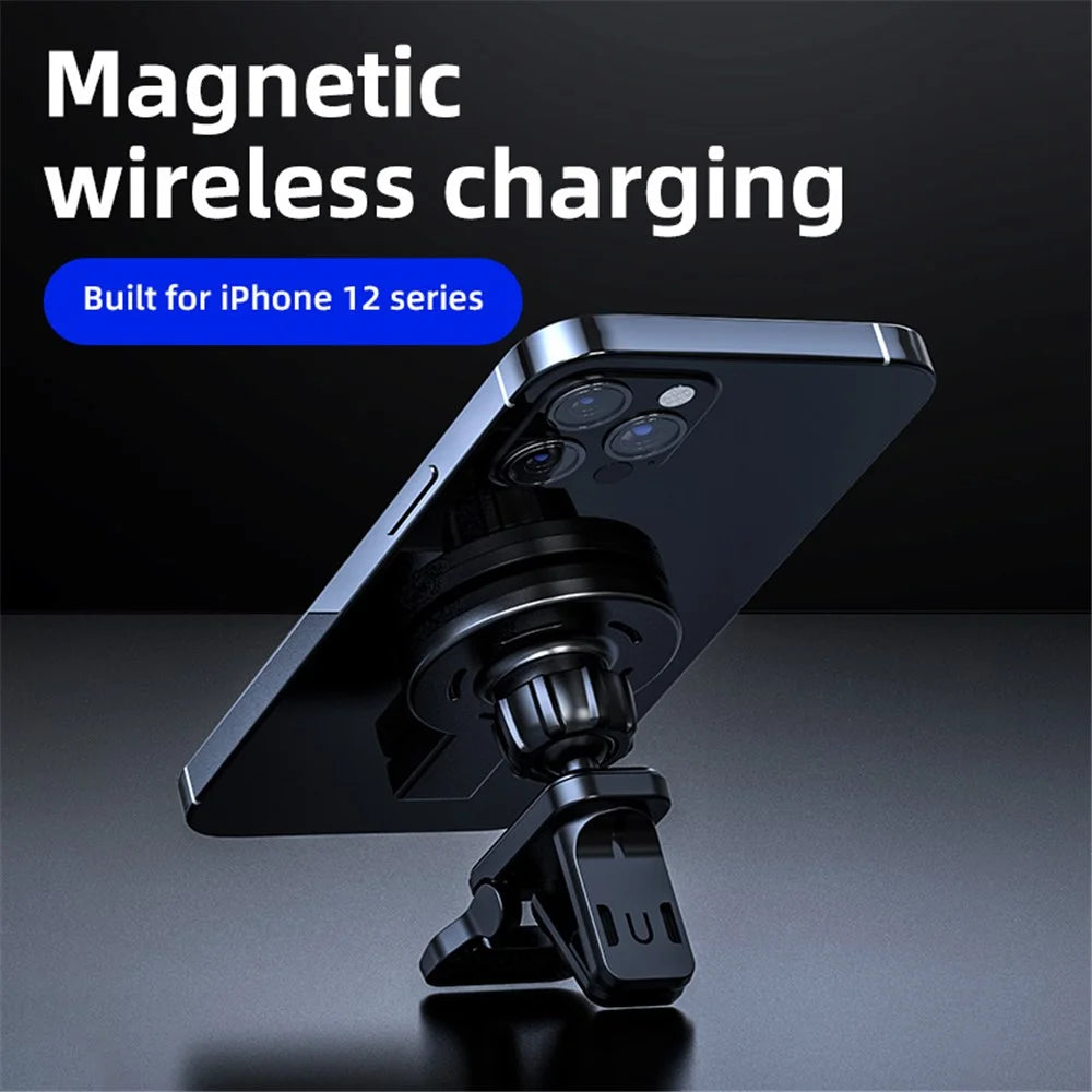 JJT-973 Air Outlet Clip Portable 15W Fast Charging Car Magnetic Wireless Charger - Black - 5