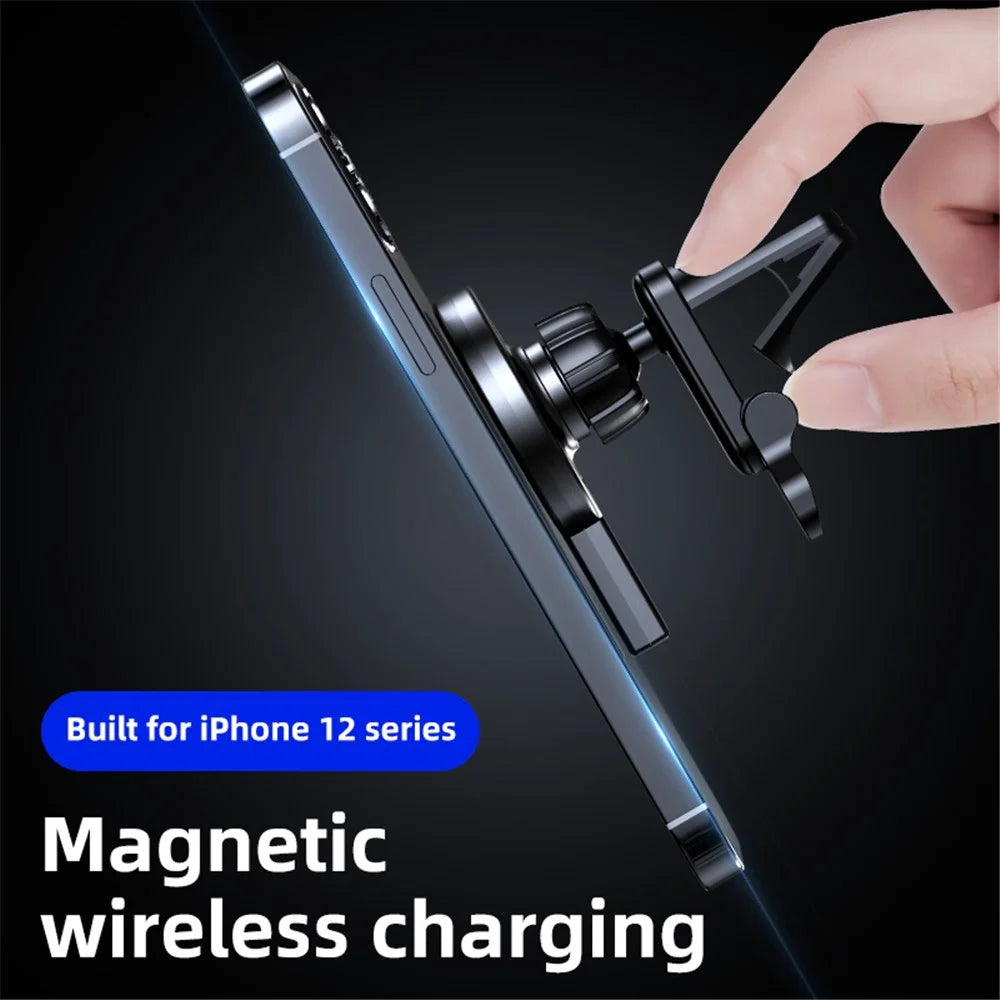 JJT-973 Air Outlet Clip Portable 15W Fast Charging Car Magnetic Wireless Charger - Black - 6