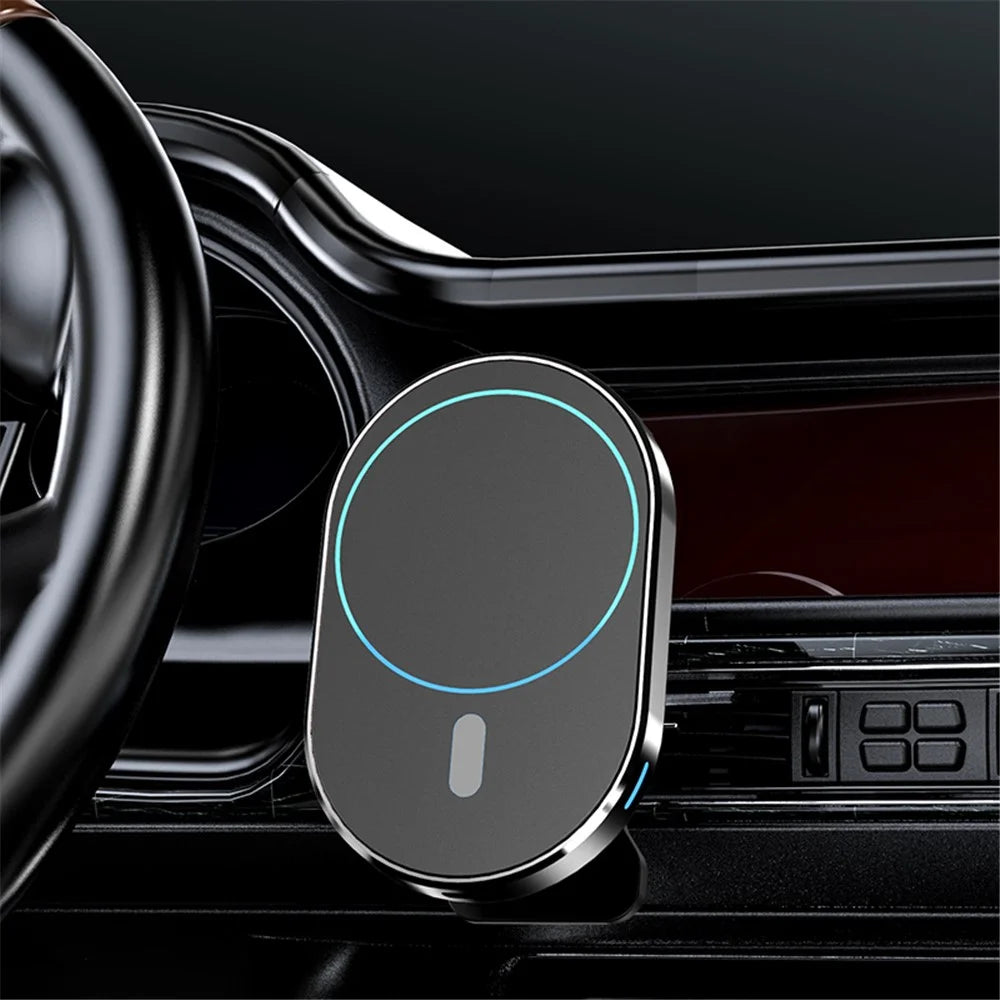 JJT-968 Wireless Car Charger Magnetic Absorption Phone Mount Air Outlet Cell Phone Charger - Black - 2