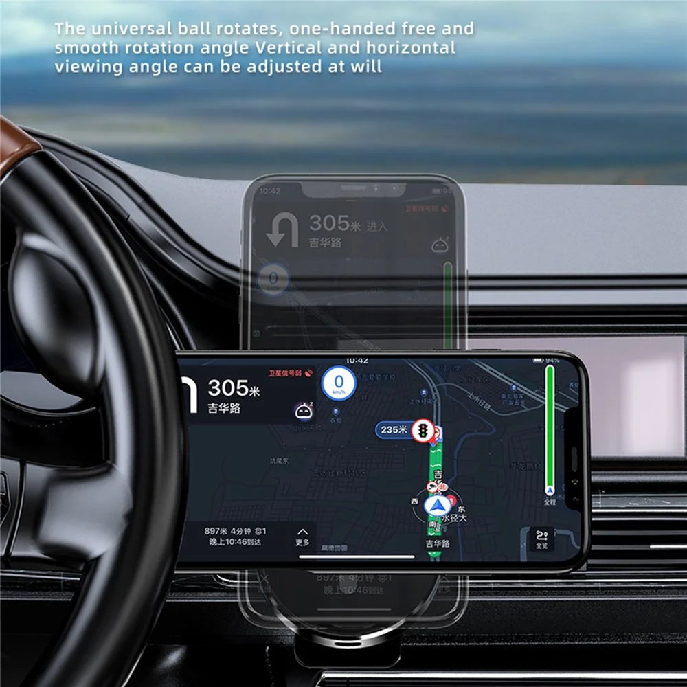 JJT-968 Wireless Car Charger Magnetic Absorption Phone Mount Air Outlet Cell Phone Charger - Black - 3