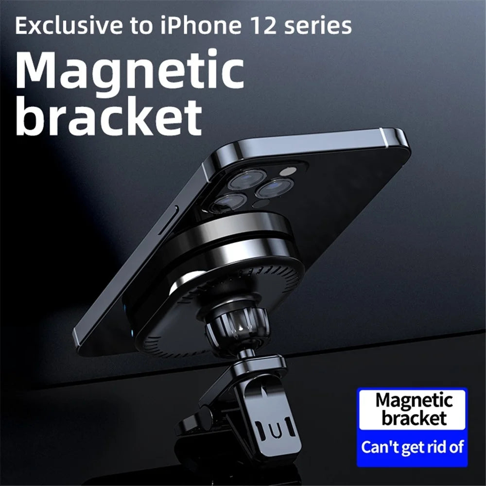 JJT-968 Wireless Car Charger Magnetic Absorption Phone Mount Air Outlet Cell Phone Charger - Black - 5