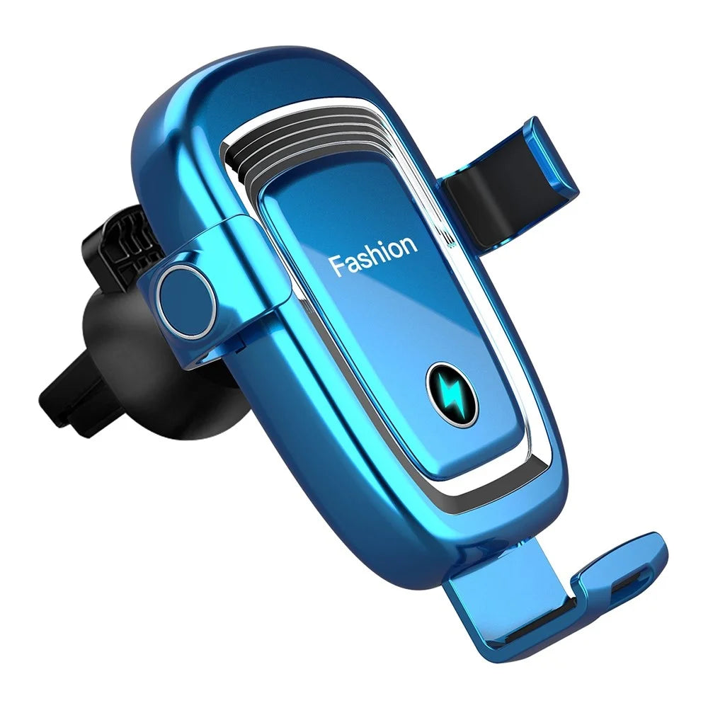 S19 15W Wireless Phone Charger Car Air Vent Holder Mount Gravity Sensing Auto Clamping Phone Stand Holder Qi Wireless Fast Charger - Blue - 1