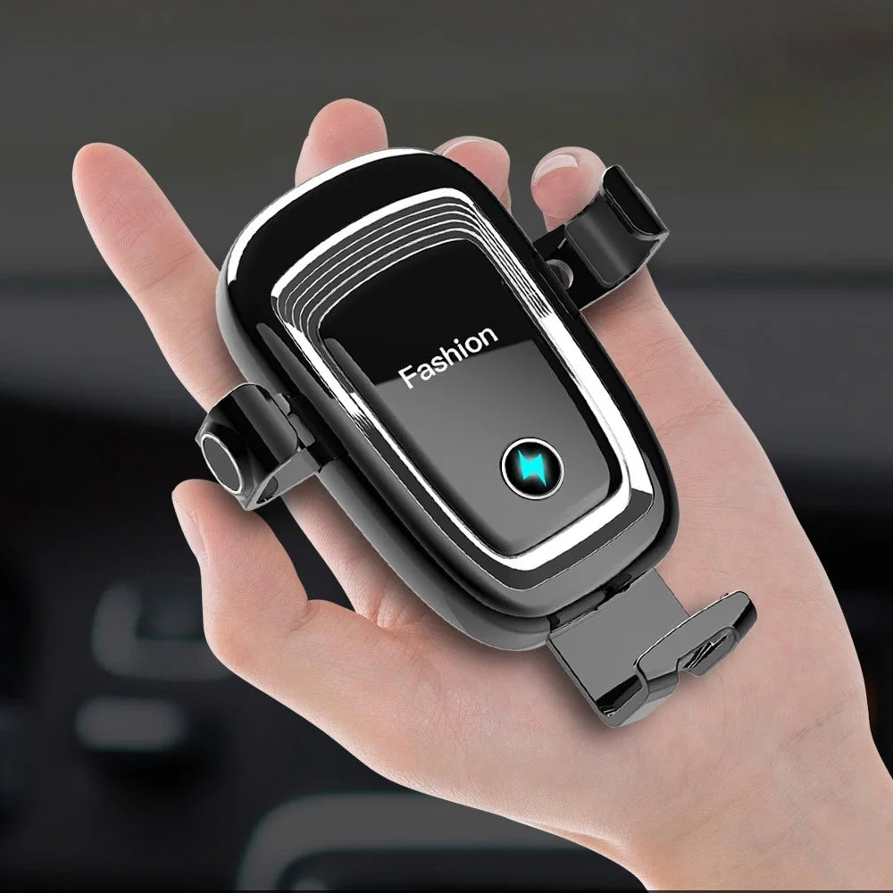 S19 15W Wireless Phone Charger Car Air Vent Holder Mount Gravity Sensing Auto Clamping Phone Stand Holder Qi Wireless Fast Charger - Blue - 7