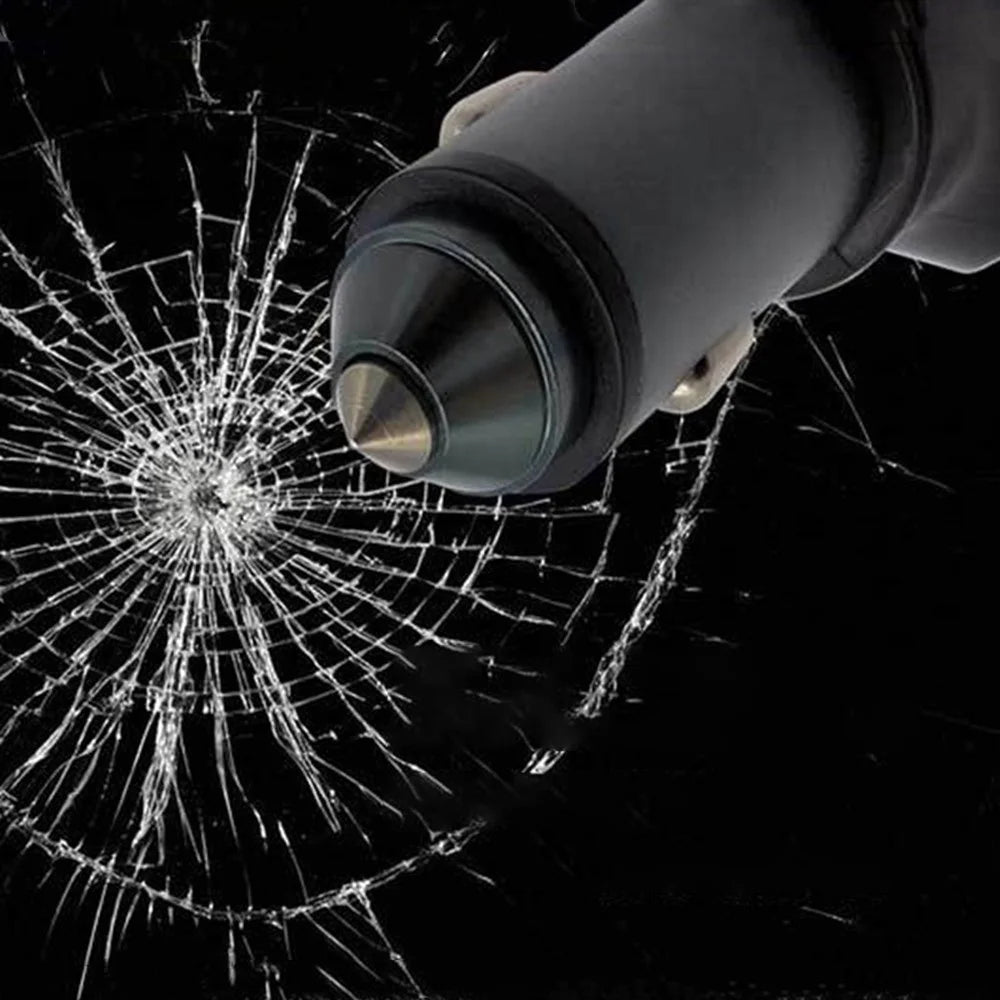 Dual USB Car Charger Digital Display Car Charging Socket Safety with Seatbelt Cutter Hammer Glass Window Breaker - 2
