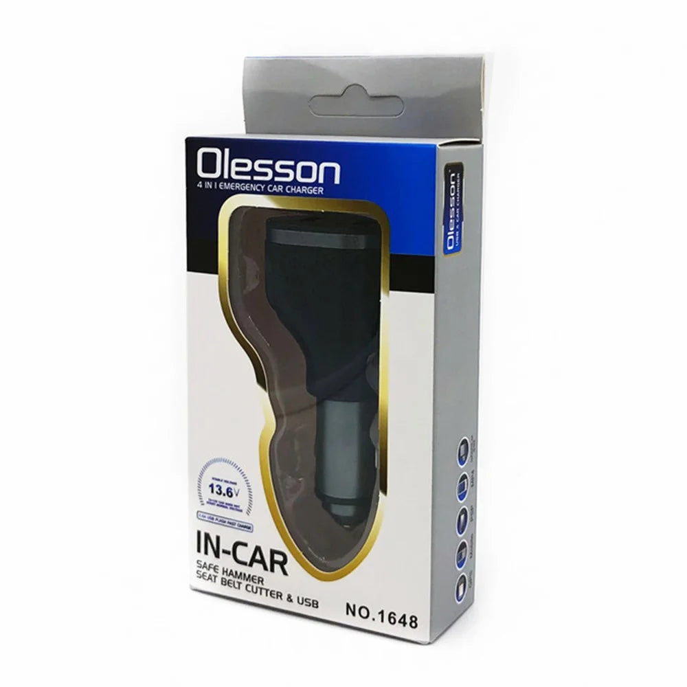 Dual USB Car Charger Digital Display Car Charging Socket Safety with Seatbelt Cutter Hammer Glass Window Breaker - 5