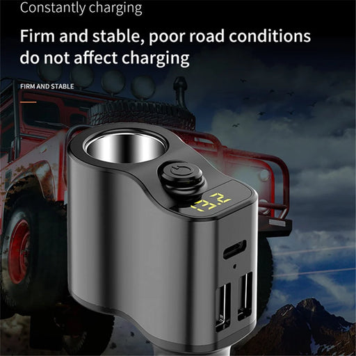 C03 3.1A Dual USB + Type-C Car Charger Voltage Detection Cigarette Lighter Socket Charge Adapter - 2