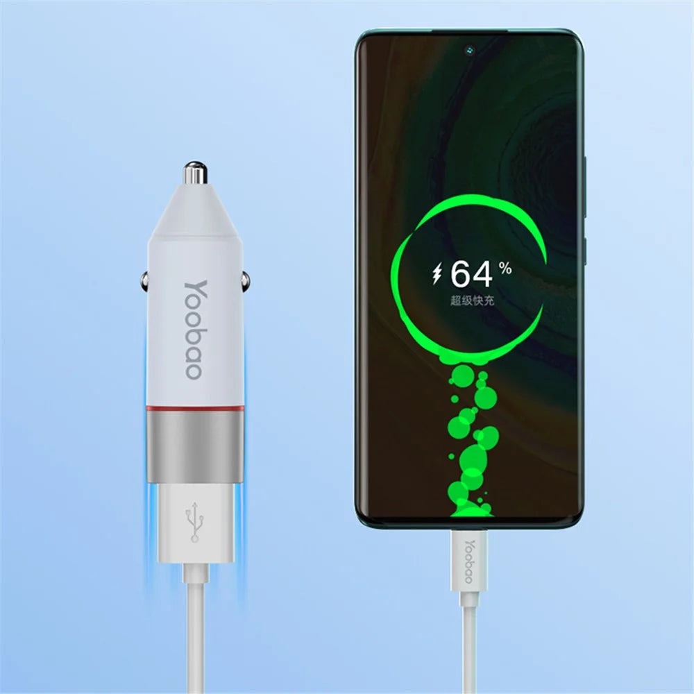 YOOBAO YB-213 42.5W Type-C + USB Car Charger Dual Port Mobile Phone Fast Charging Power Adapter - 4
