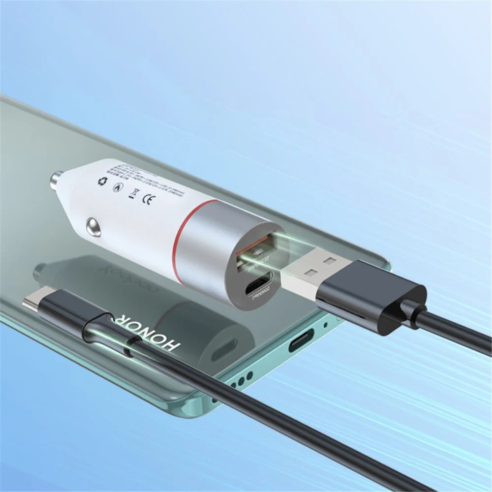YOOBAO YB-213 42.5W Type-C + USB Car Charger Dual Port Mobile Phone Fast Charging Power Adapter - 5
