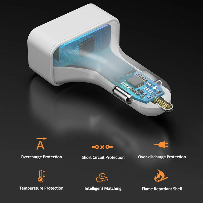 K2 4 USB Ports Car Charger PC+ABS Mobile Phone Tablet Charging Power Adapter (CE Certified) - 3